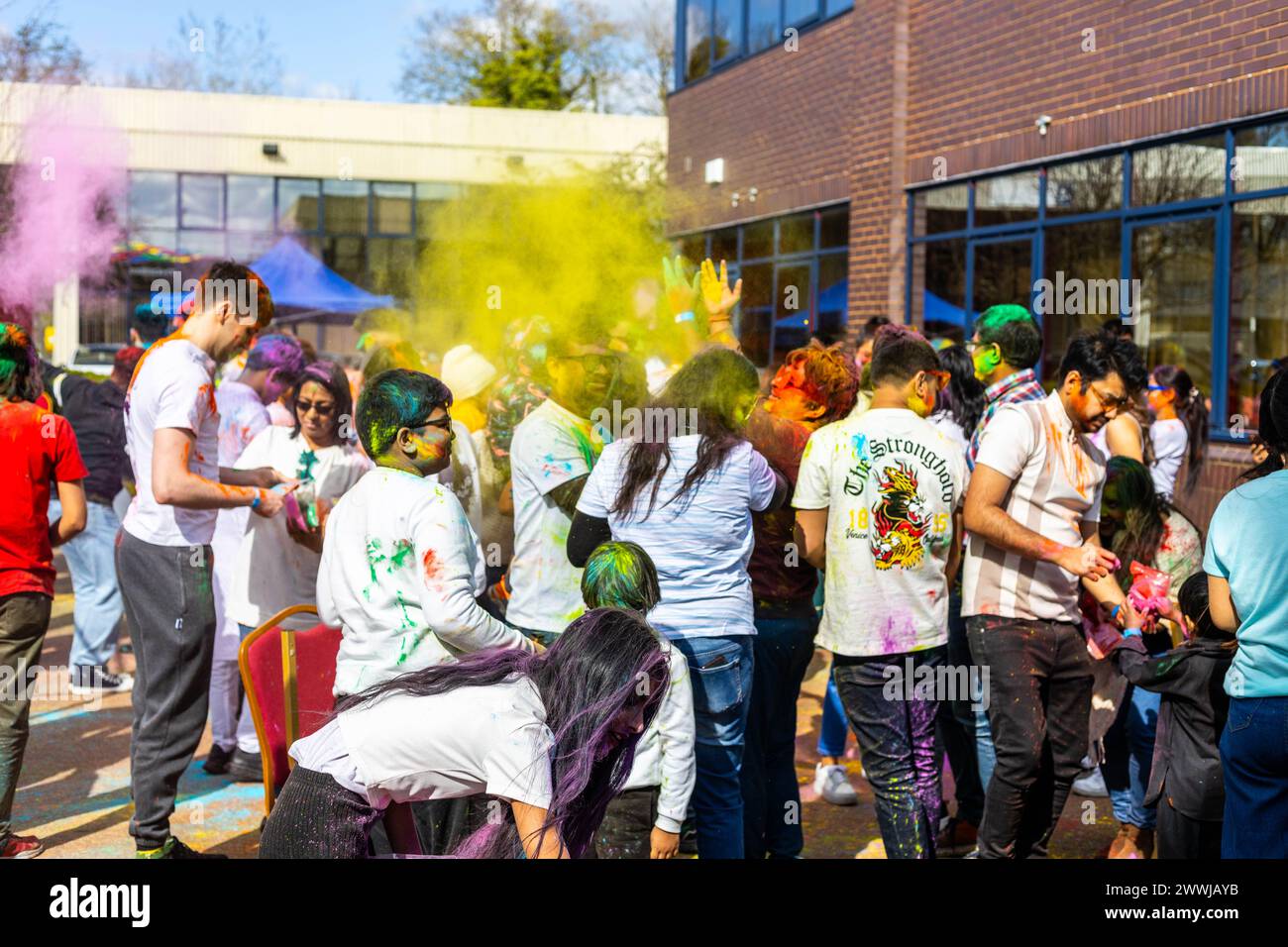 London, UK. 24th Mar, 2024. The British-Indian community celebrated a Holi party in West London. Credit: Sinai Noor/Alamy Live News Credit: Sinai Noor/Alamy Live News Stock Photo