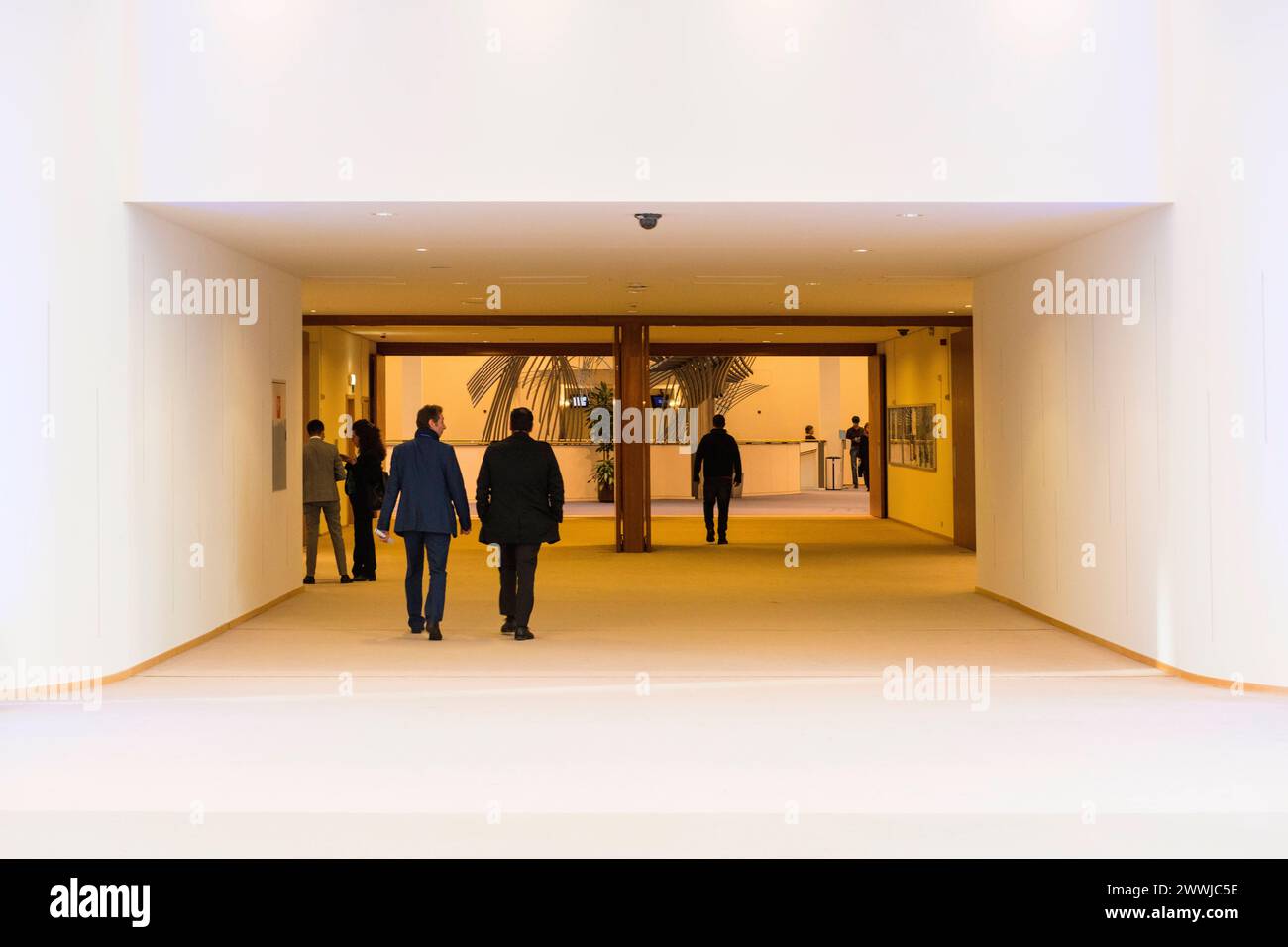 Entrance to plenary meeting room European Parliamant, Brussels, Belgium ...