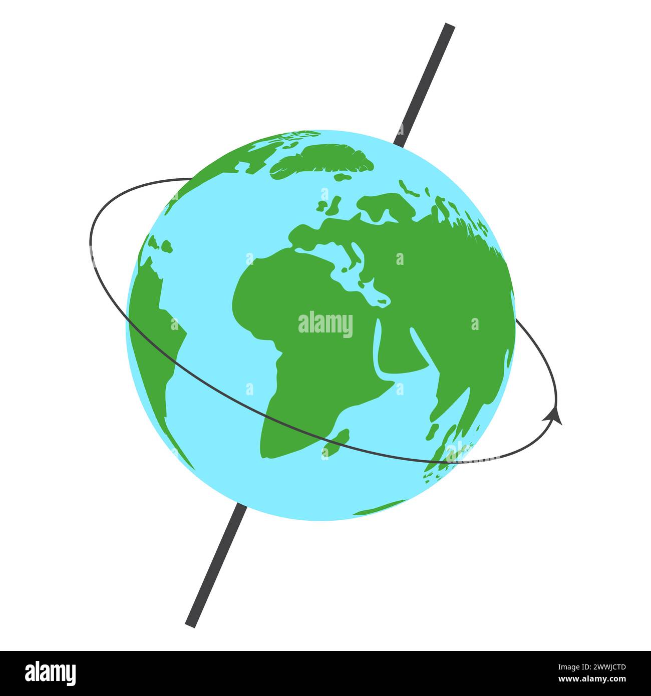 Earth's Axis Isolated Illustration with Earth Globe Rotation Stock Vector