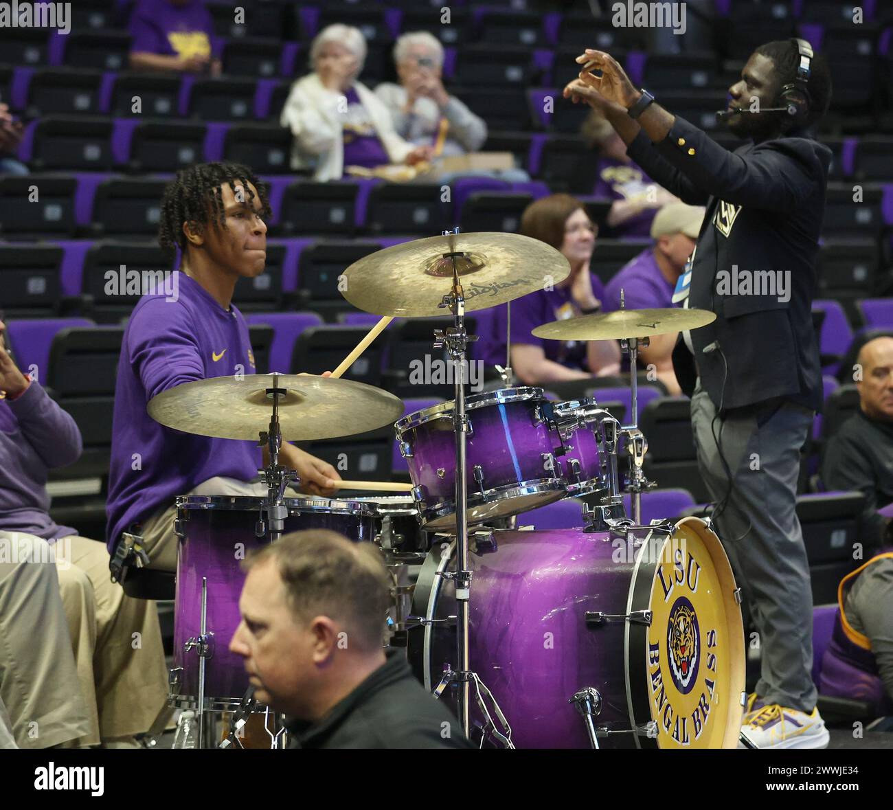 The LSU Lady Tigers pep band perform during a second round game of the ...