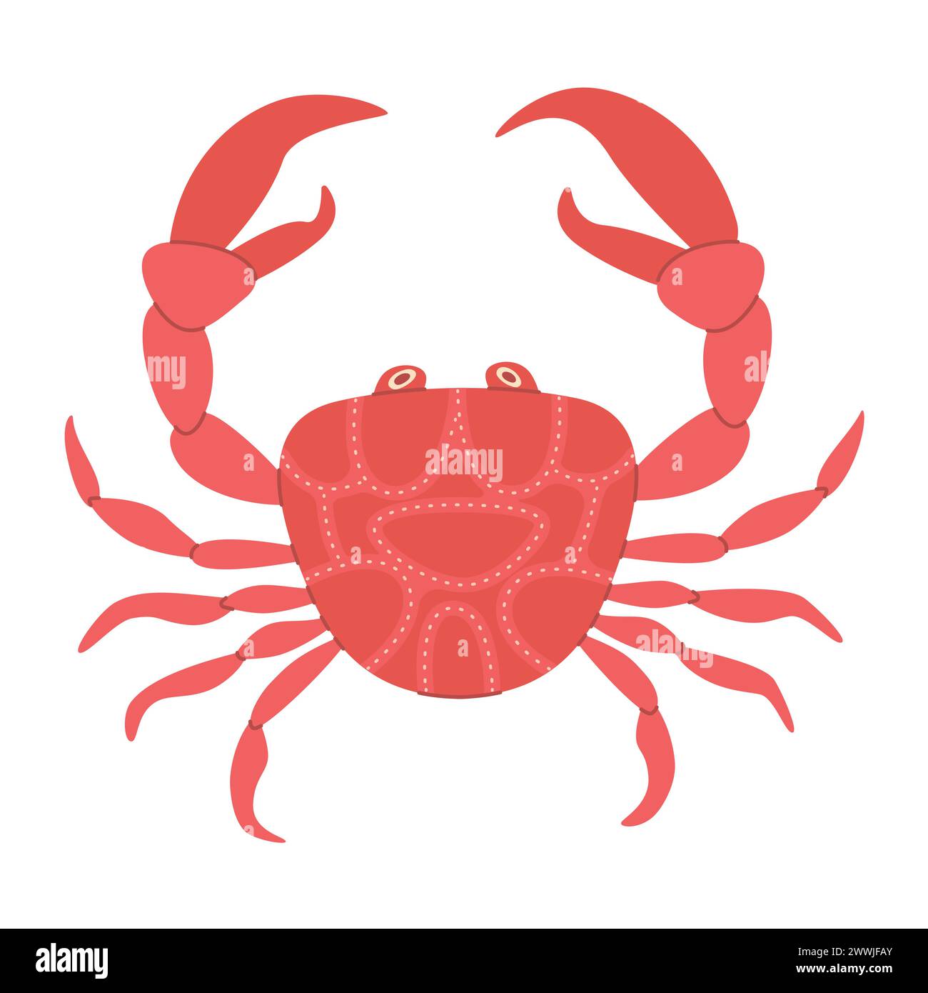 Vector illustration cartoon Red crab. Cute and beautiful sea animals ...