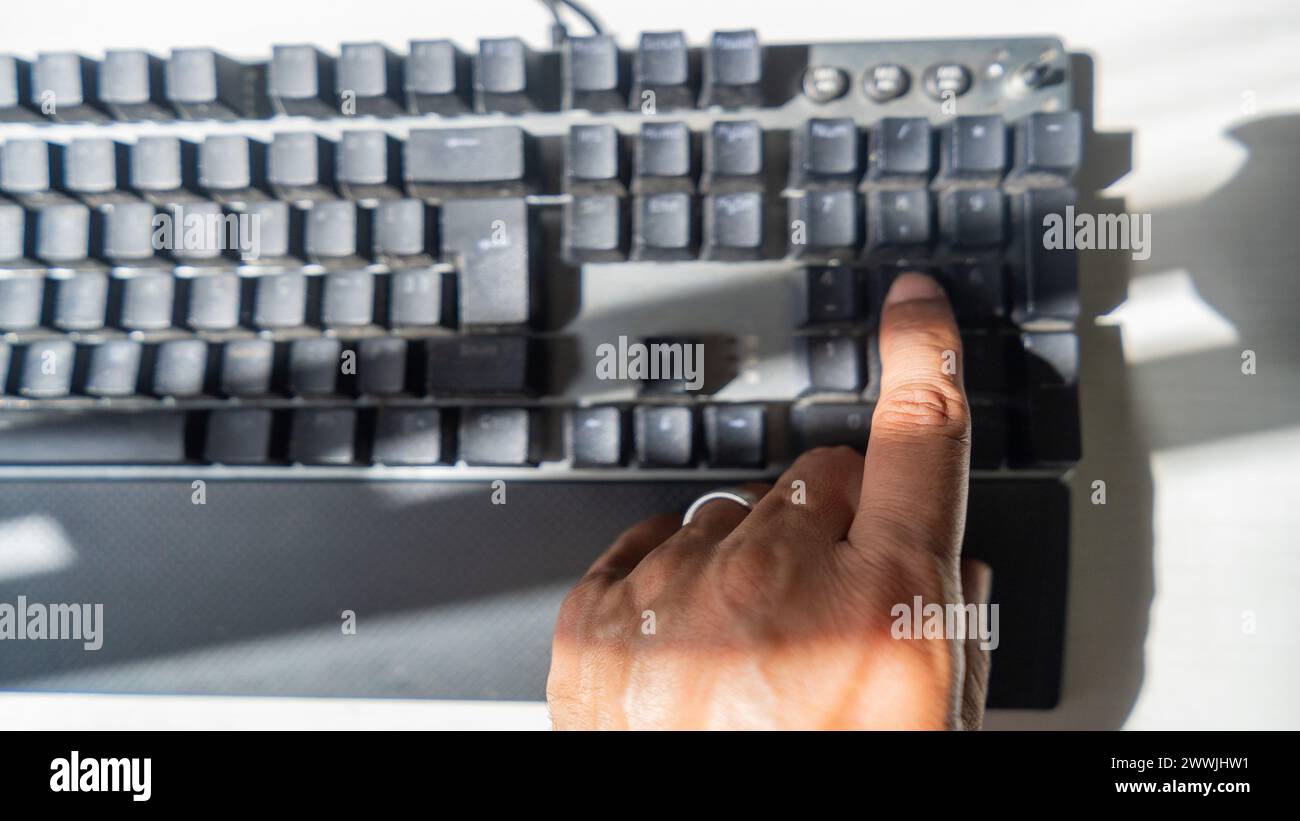 Data input device Computer keyboard used in detail Stock Photo - Alamy