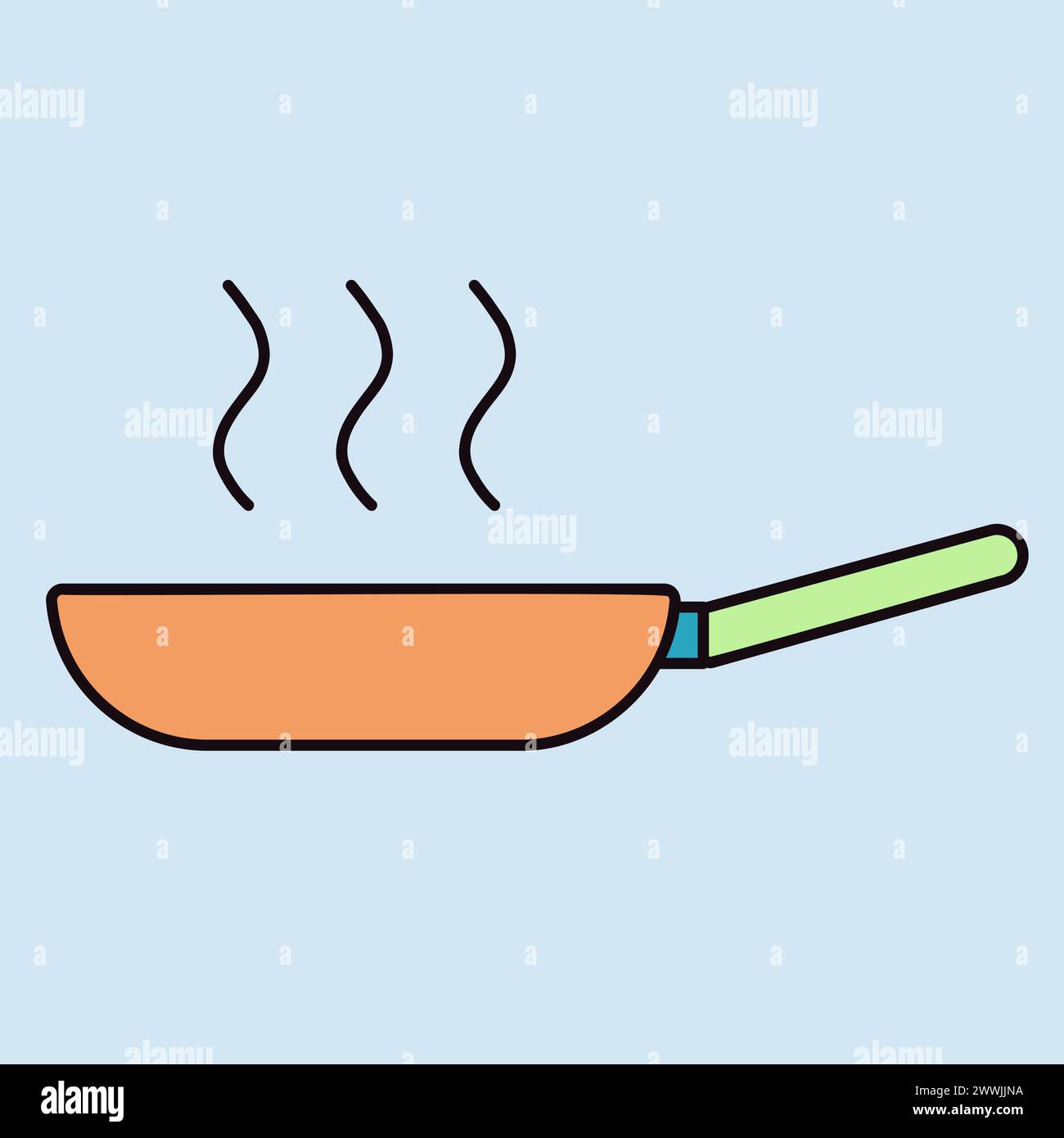 Frying pan vector color icon. Kitchen appliance. Graph symbol for ...