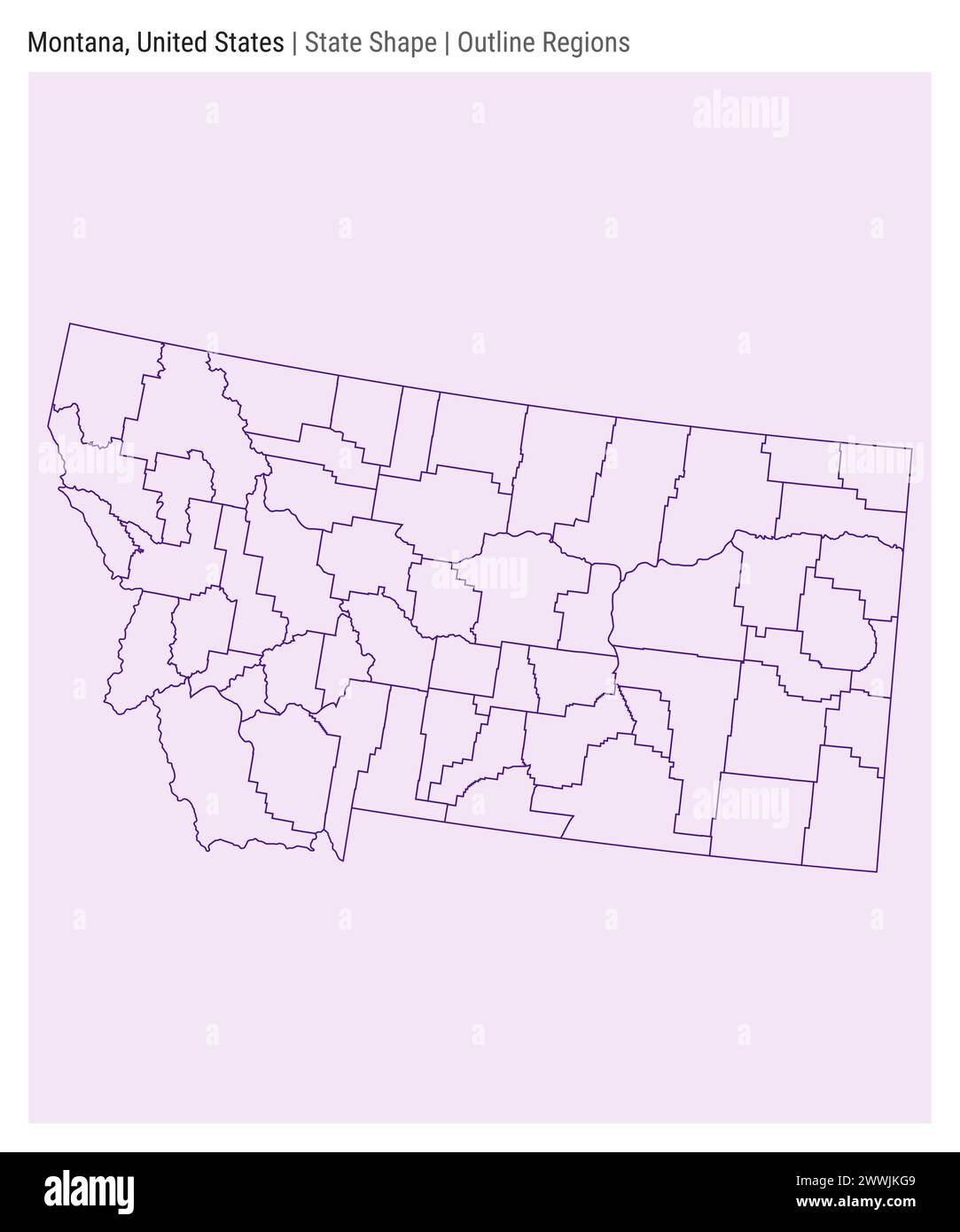 Montana United States Simple - Montana United States Simple Vector Map State Shape Outline Regions Style Border Of Montana Vector Illustration 2WWJKG9 