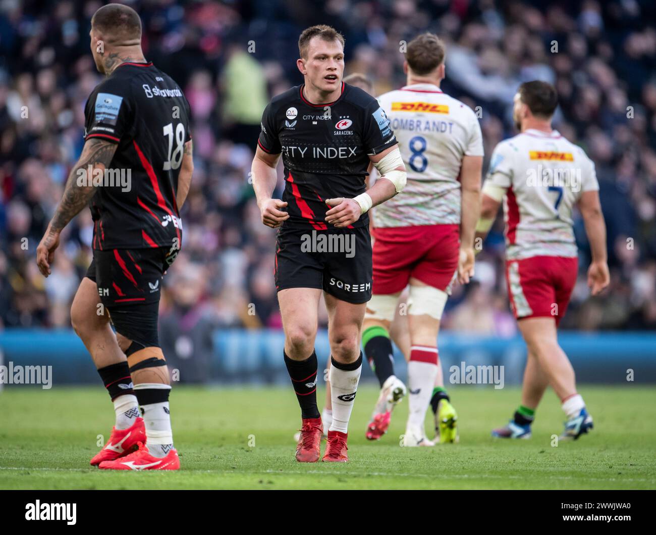 Saracens Nick Tompkins in action during the Gallagher Premiership