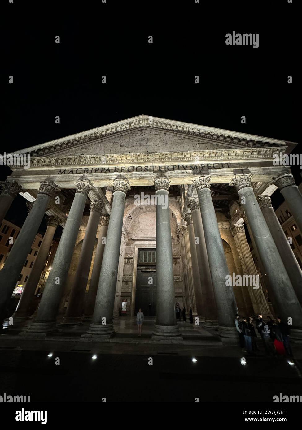 Pantheon at night in Rome Stock Photo