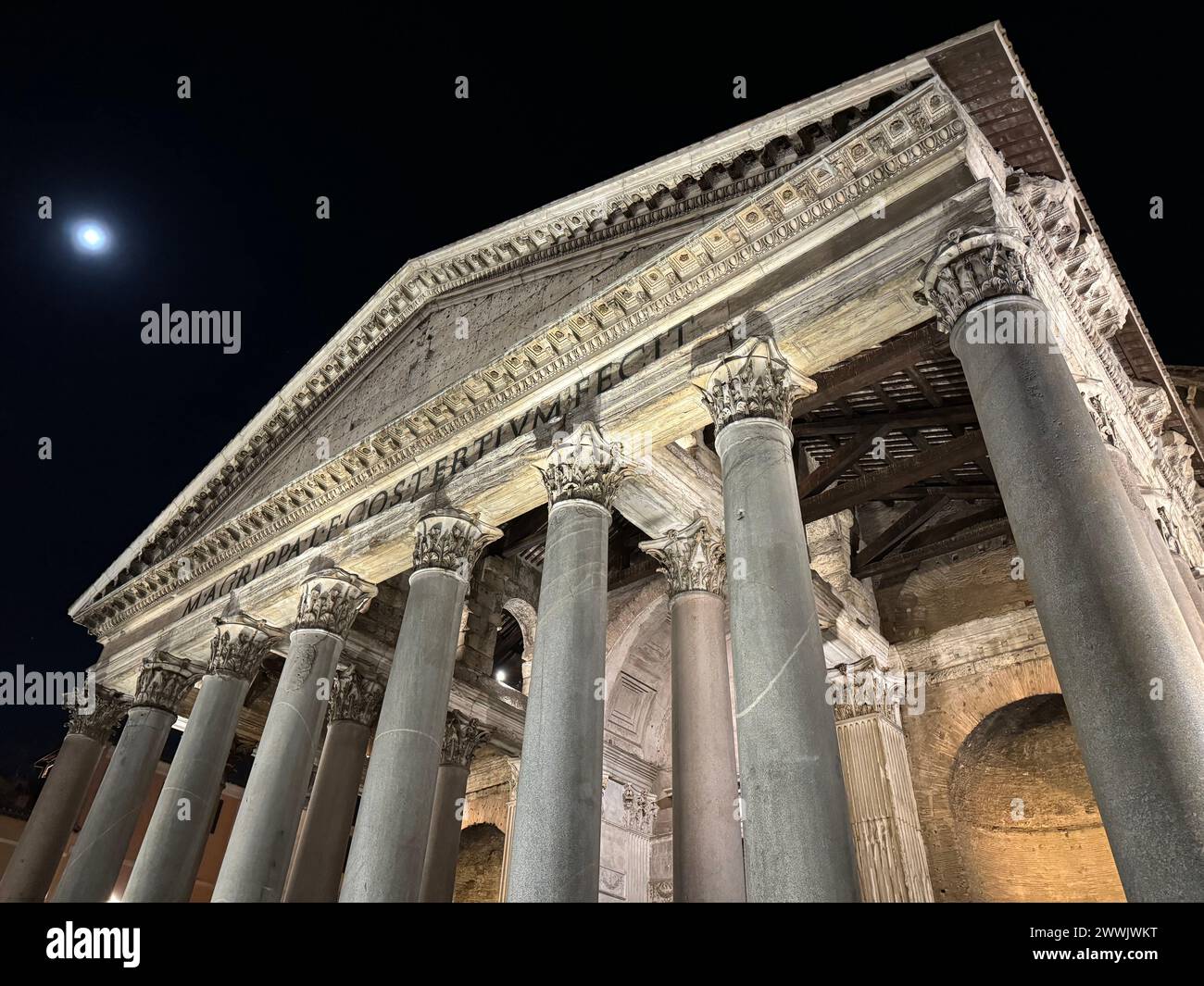Pantheon at night in Rome Stock Photo