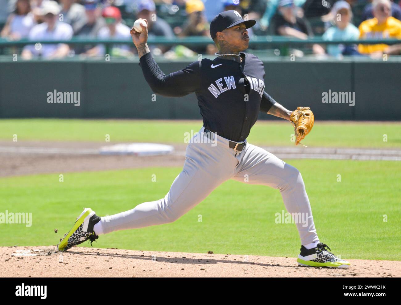 Bradenton, United States. 24th Mar, 2024. New York Yankees starter