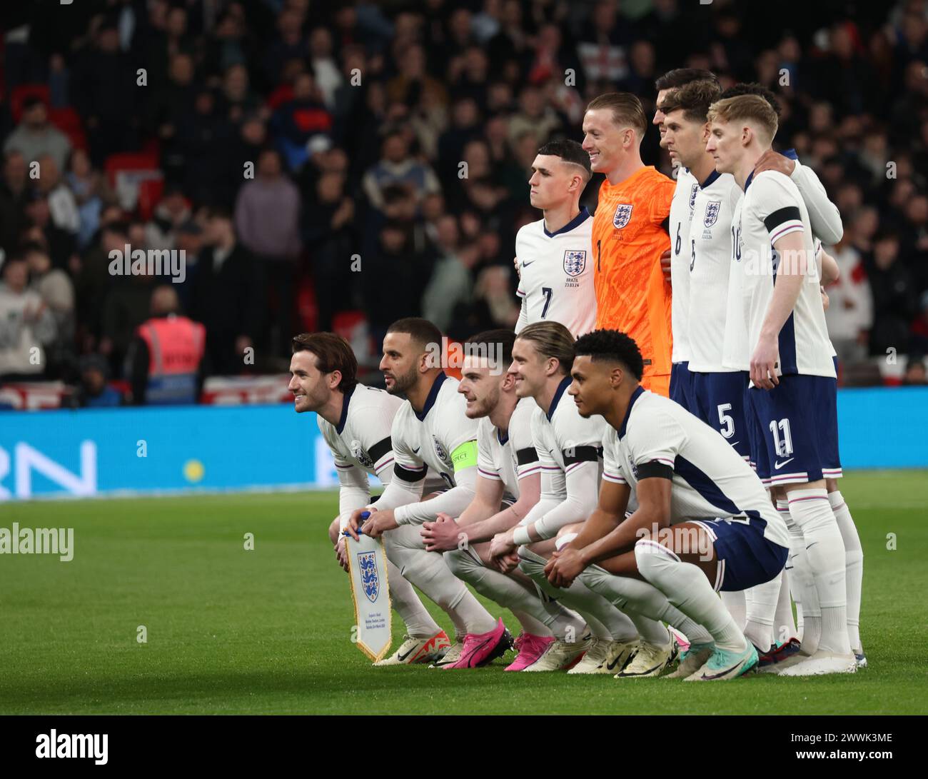 London, UK. 23rd Mar, 2024. England players pose for a team picture at the England v Brazil International match at Wembley Stadium, London, UK on 23rd March, 2024. Credit: Paul Marriott/Alamy Live News Stock Photo