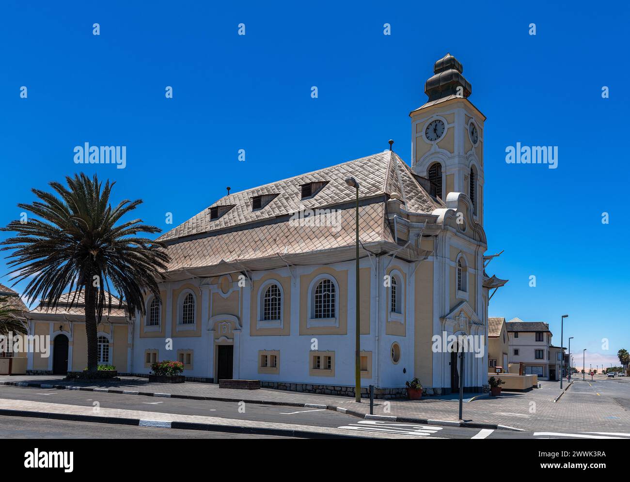 The Evangelical Lutheran Church in Swakopmund, Namibia Stock Photo