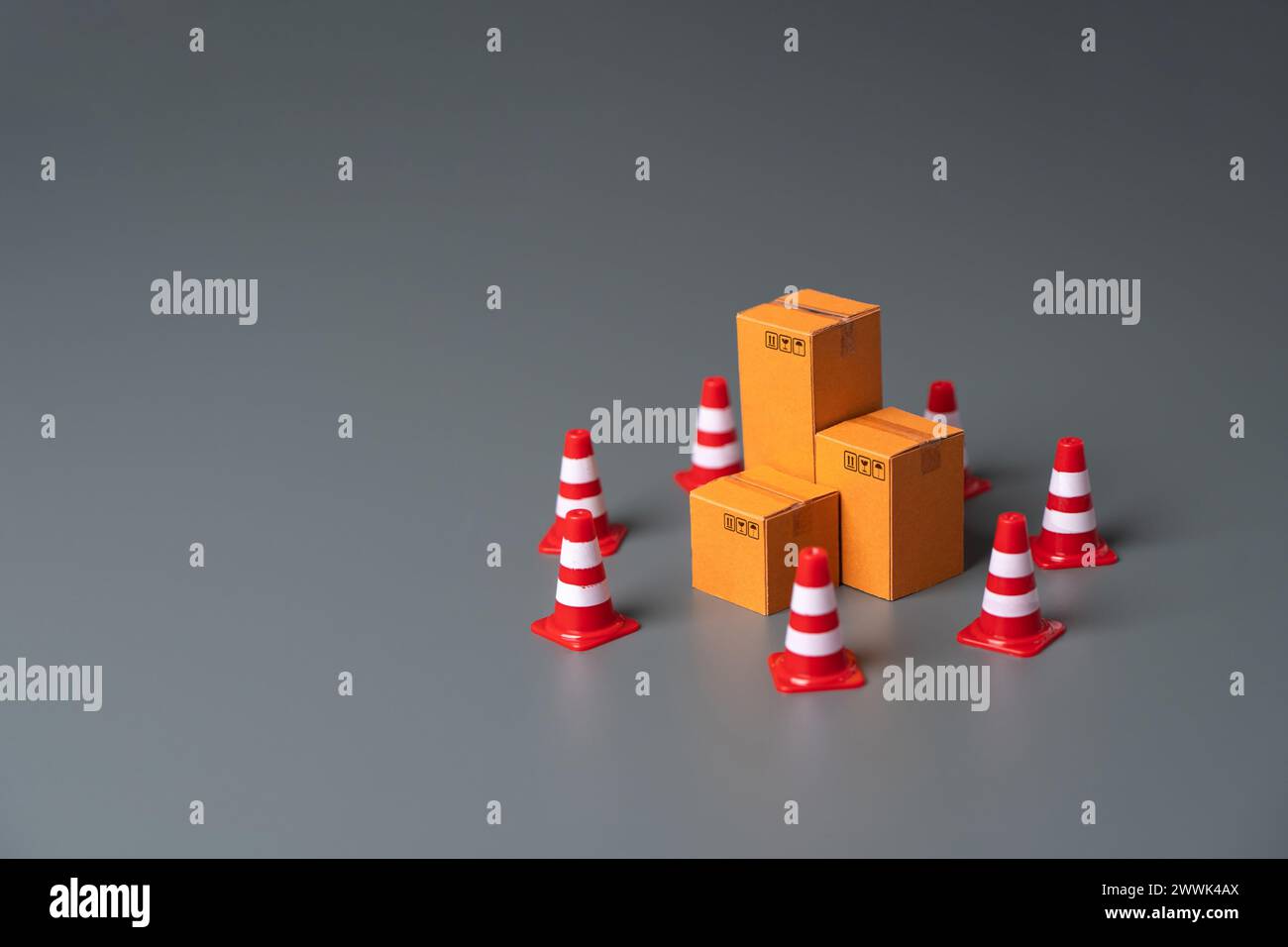 Boxes bounded by traffic cones. Cargo seizure and export restrictions ...