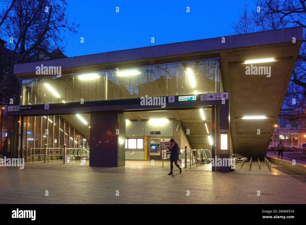 The entrance of the Rakoczi ter metro station on line 4 in Budapest Stock Photo