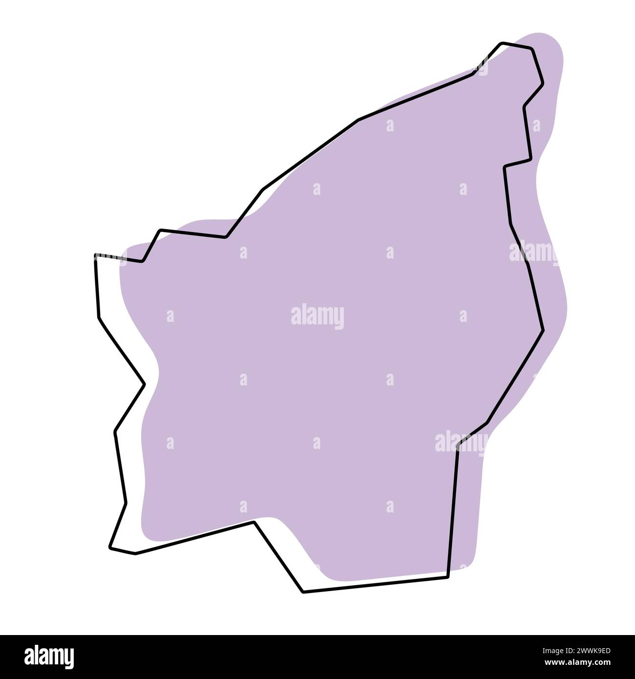 San Marino country simplified map. Violet silhouette with thin black ...