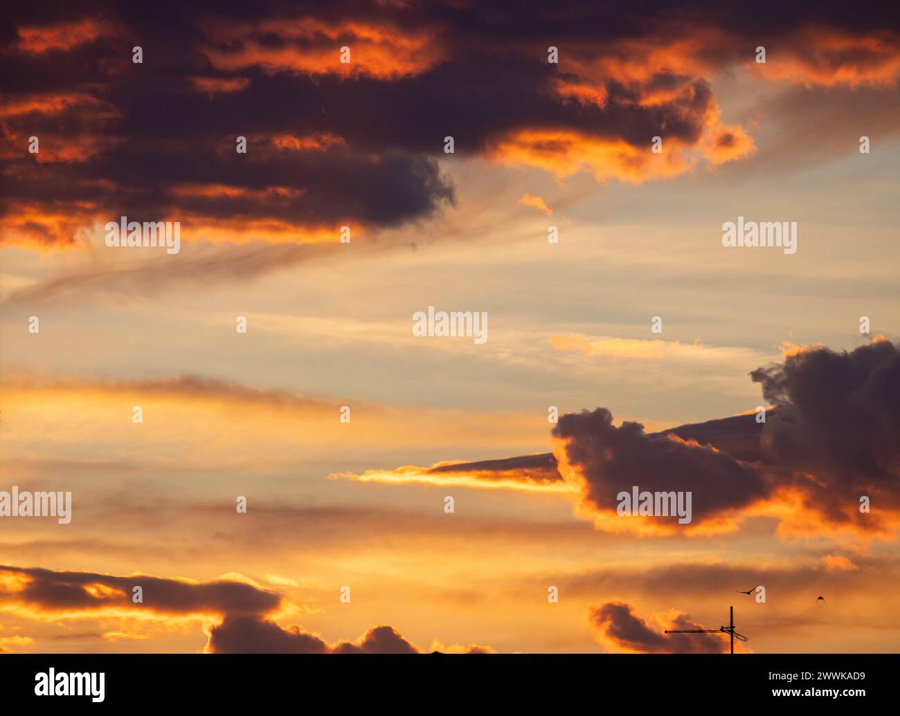 cloudy sky lit by a sunset Stock Photo - Alamy