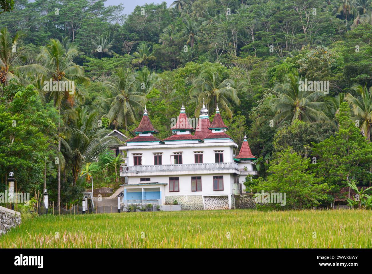 Exterior design photo, view from the outside of a mosque in Indonesia. Muslim place of worship Stock Photo