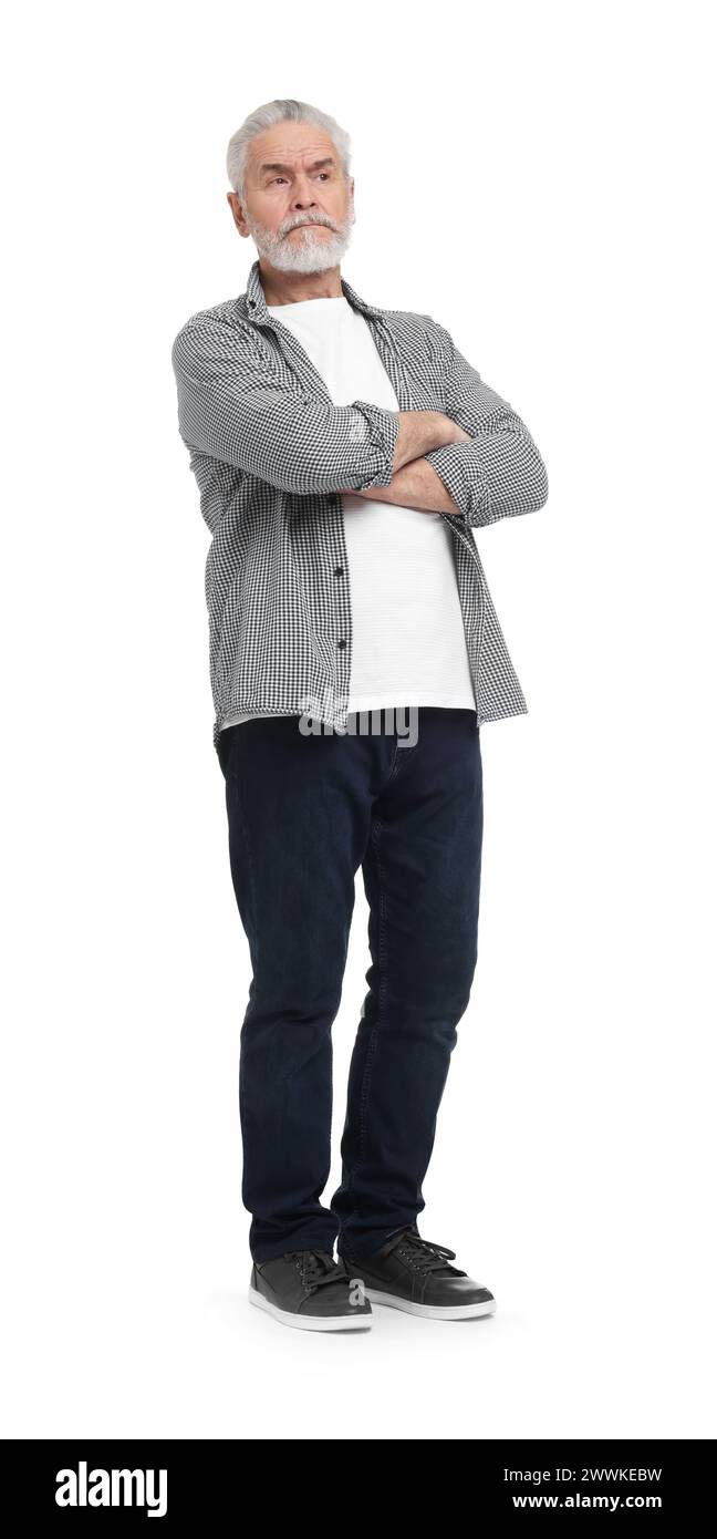 Full length portrait of senior man on white background Stock Photo - Alamy