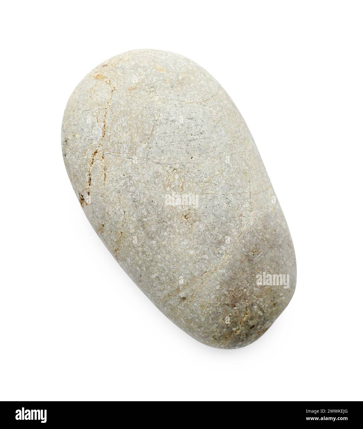 One light stone isolated on white, top view Stock Photo