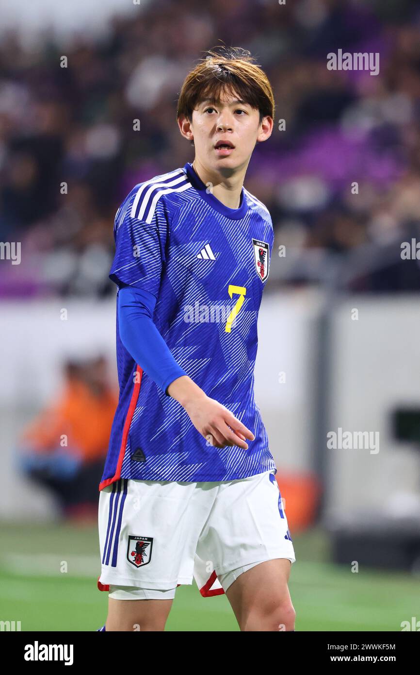 Kyoto, Japan. 22nd Mar, 2024. Rihito Yamamoto (JPN) Football/Soccer : International Friendly Match between U-23 Japan - U-23 Mali at Sanga Stadium by Kyocera in Kyoto, Japan . Credit: Yohei Osada/AFLO SPORT/Alamy Live News Stock Photo