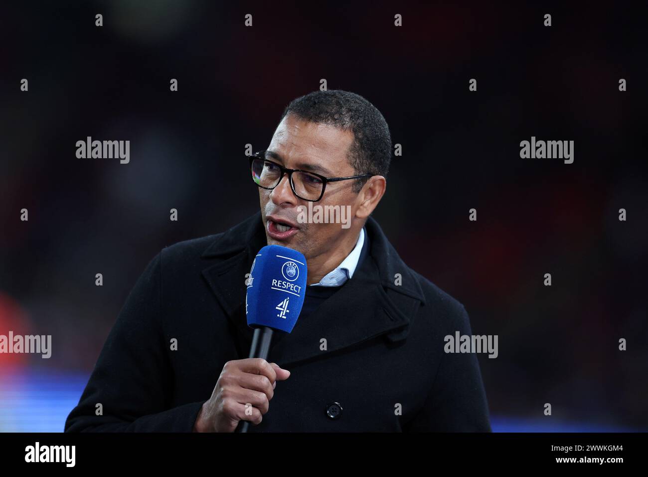 London, UK. 23rd Mar, 2024. Gilberto Silva is pictured while working on presenting team for Channel 4 television. England v Brazil, International football friendly match at Wembley Stadium in London on Saturday 23rd March 2024. Editorial use only. pic by Andrew Orchard/Andrew Orchard sports photography/Alamy Live News Credit: Andrew Orchard sports photography/Alamy Live News Stock Photo