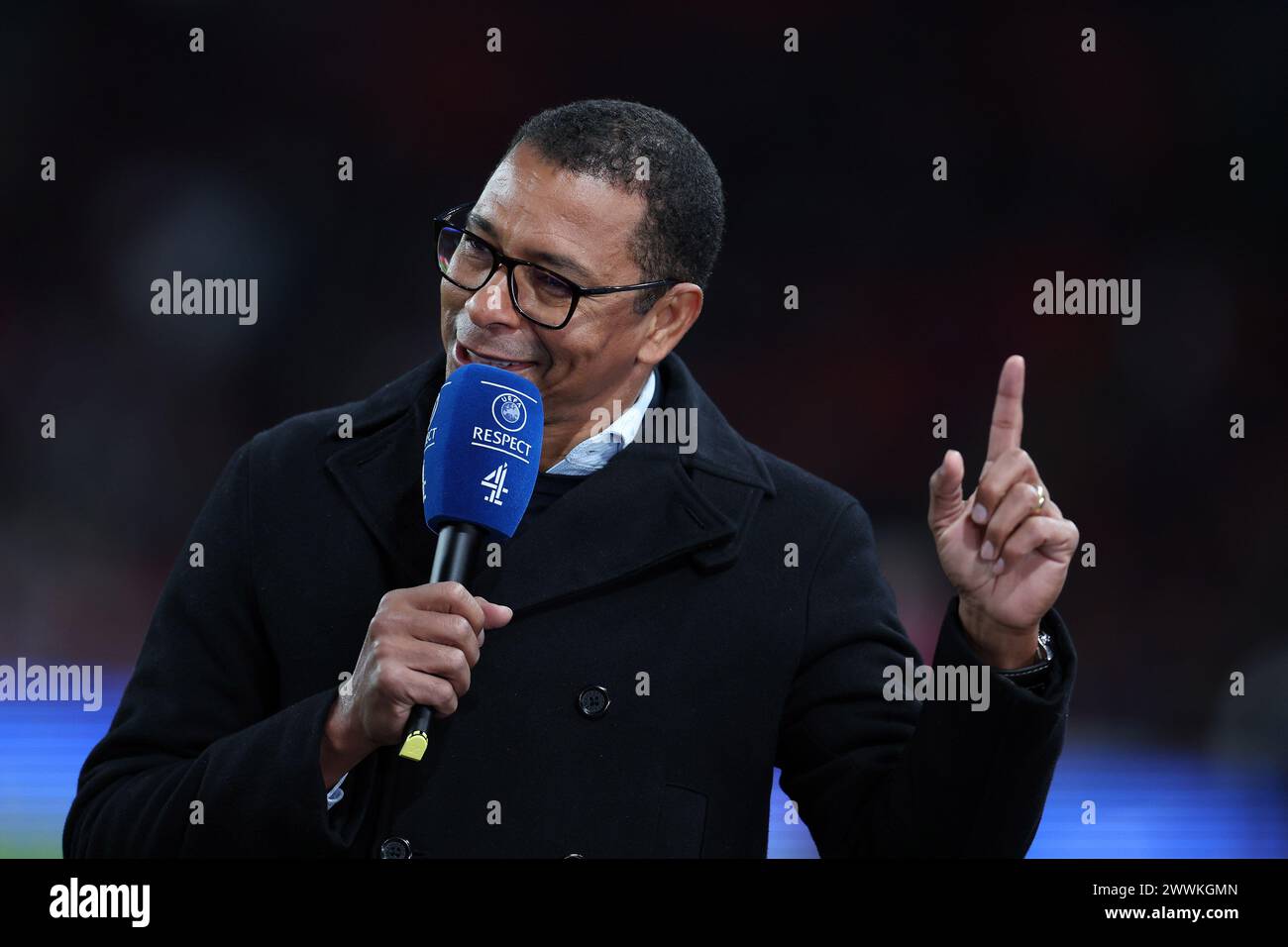 London, UK. 23rd Mar, 2024. Gilberto Silva is pictured while working on presenting team for Channel 4 television. England v Brazil, International football friendly match at Wembley Stadium in London on Saturday 23rd March 2024. Editorial use only. pic by Andrew Orchard/Andrew Orchard sports photography/Alamy Live News Credit: Andrew Orchard sports photography/Alamy Live News Stock Photo