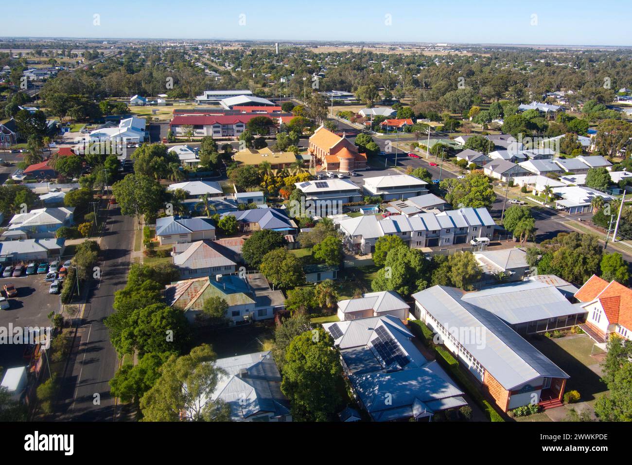 Aerial of Dalby Darling Downs Queensland Australia Stock Photo