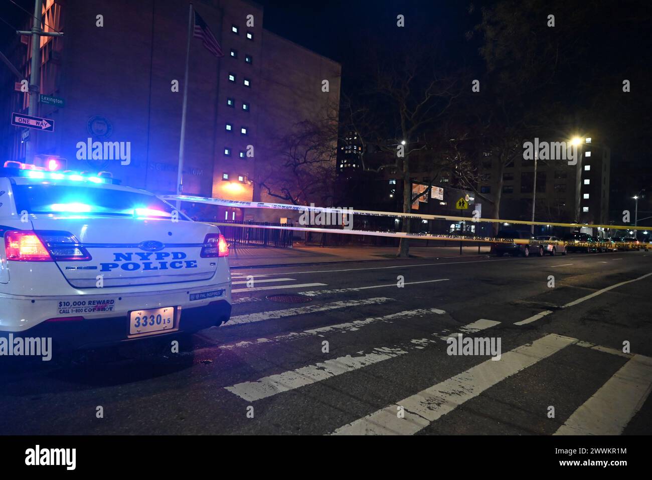 Police vehicles and police officers block roads and close off streets ...