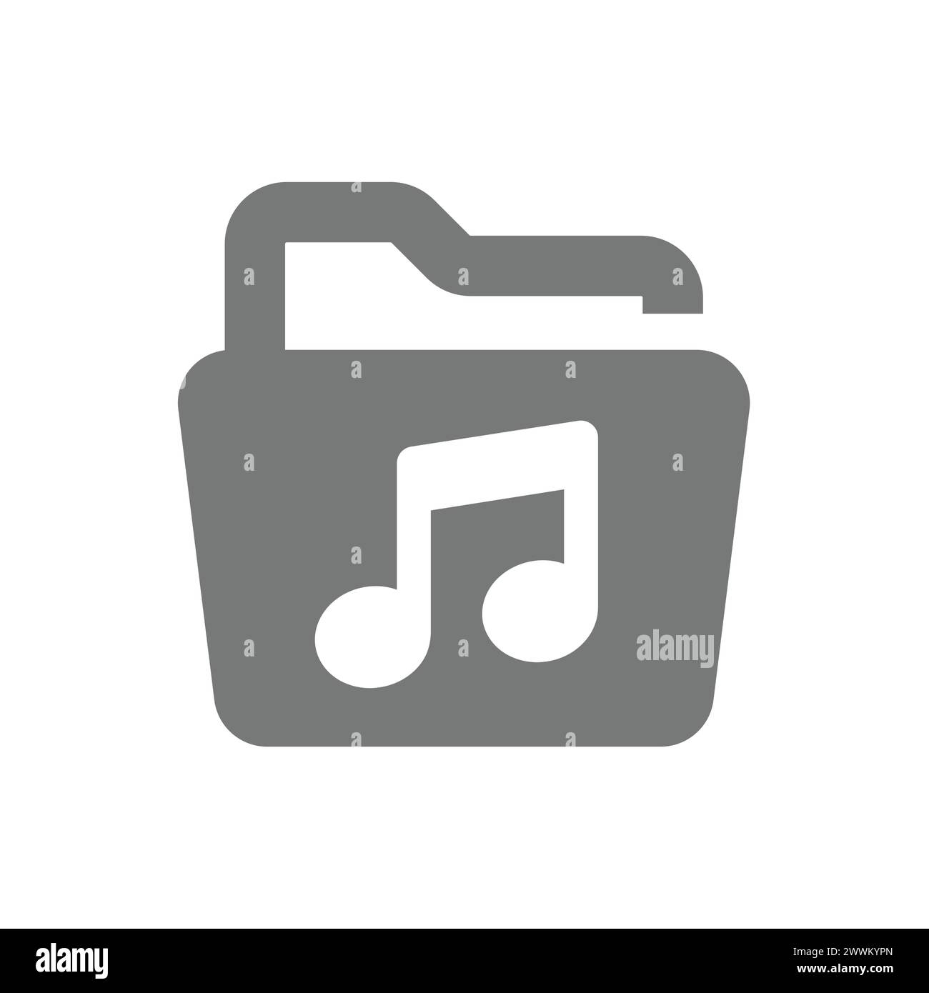 Music file or folder vector icon. Musical data and note symbol. Stock Vector