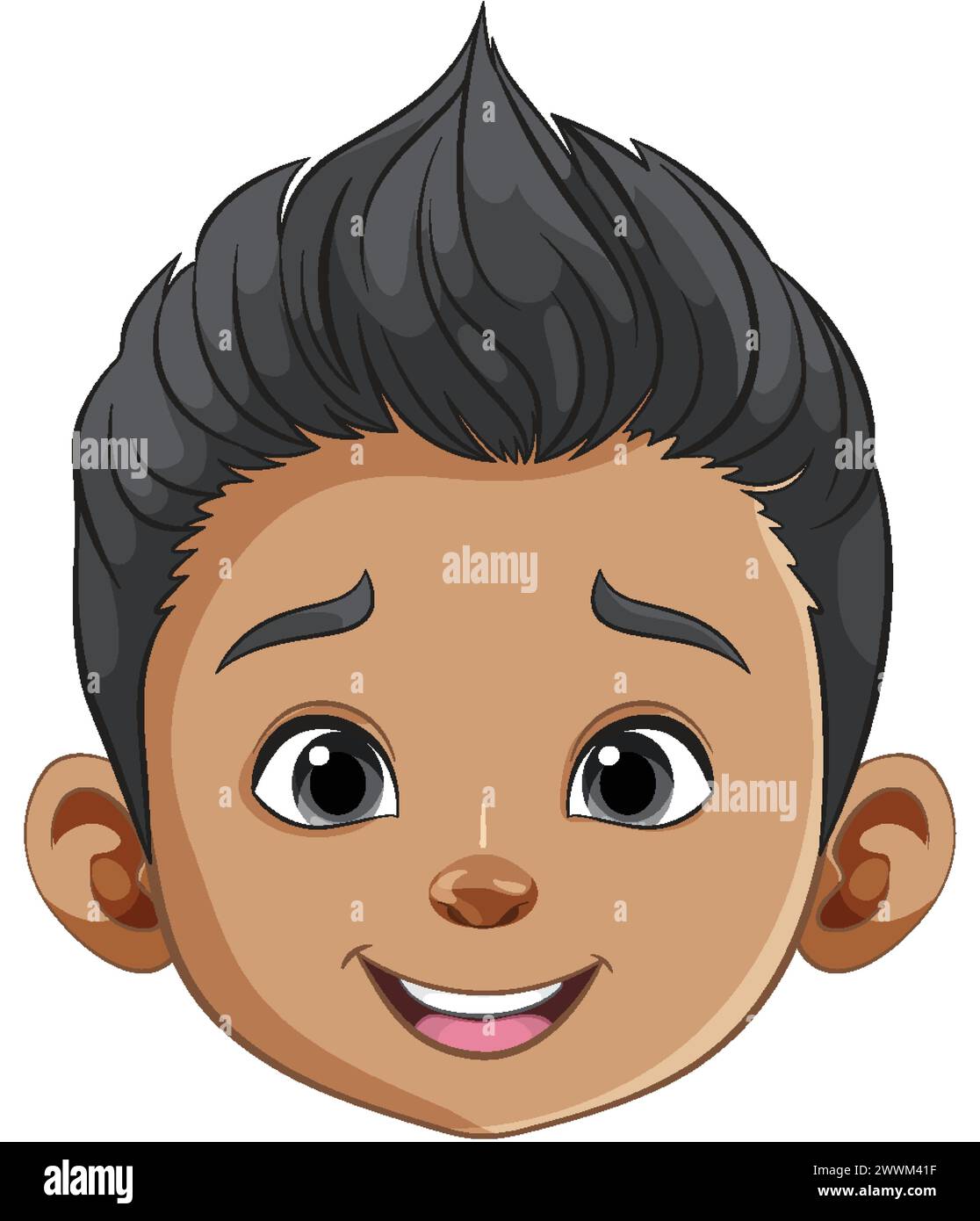 Vector illustration of a happy young boy's face Stock Vector Image ...