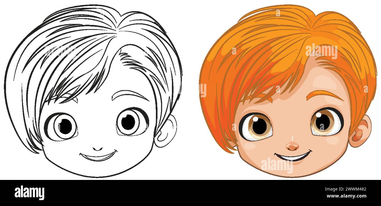 Black and white and colored boy illustrations Stock Vector Image & Art ...