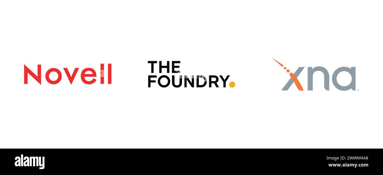 The Foundry, Novell , Microsoft XNA.Editorial vector logo collection