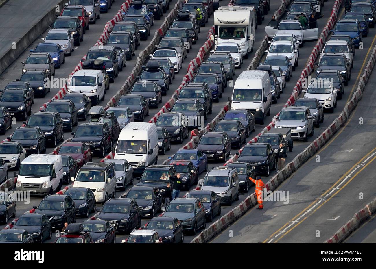 File photo dated 07/04/23 of traffic at the Port of Dover in Kent as ...