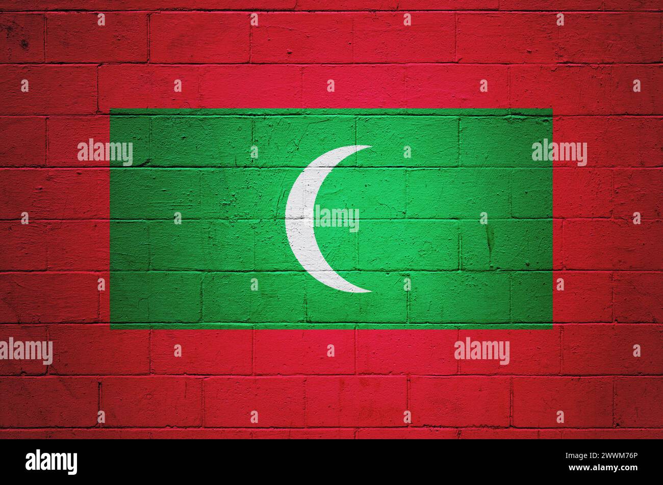 Flag of the Maldives painted on a cinder block wall Stock Photo - Alamy