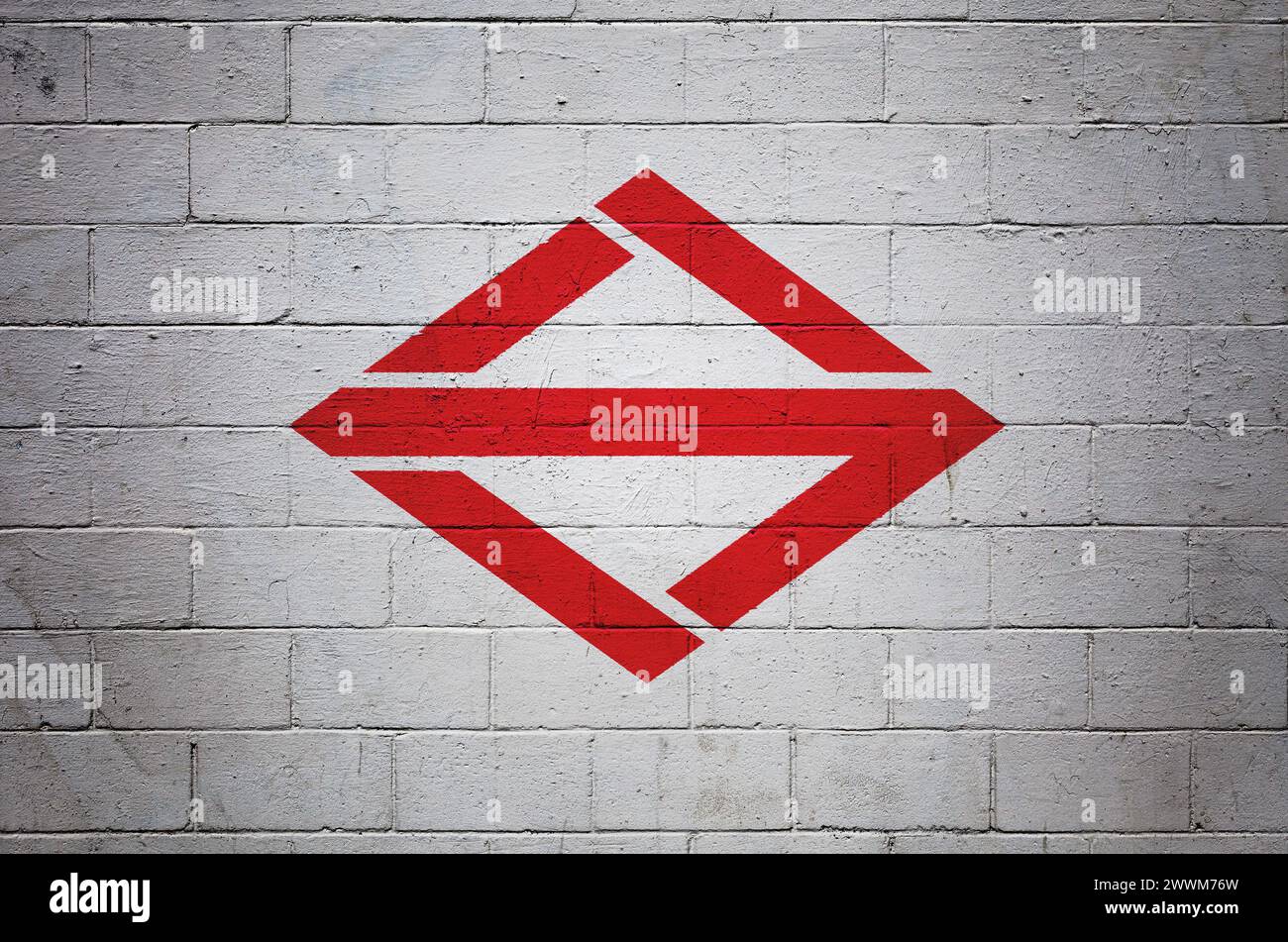 Flag of Yokohama painted on a cinder block wall Stock Photo - Alamy