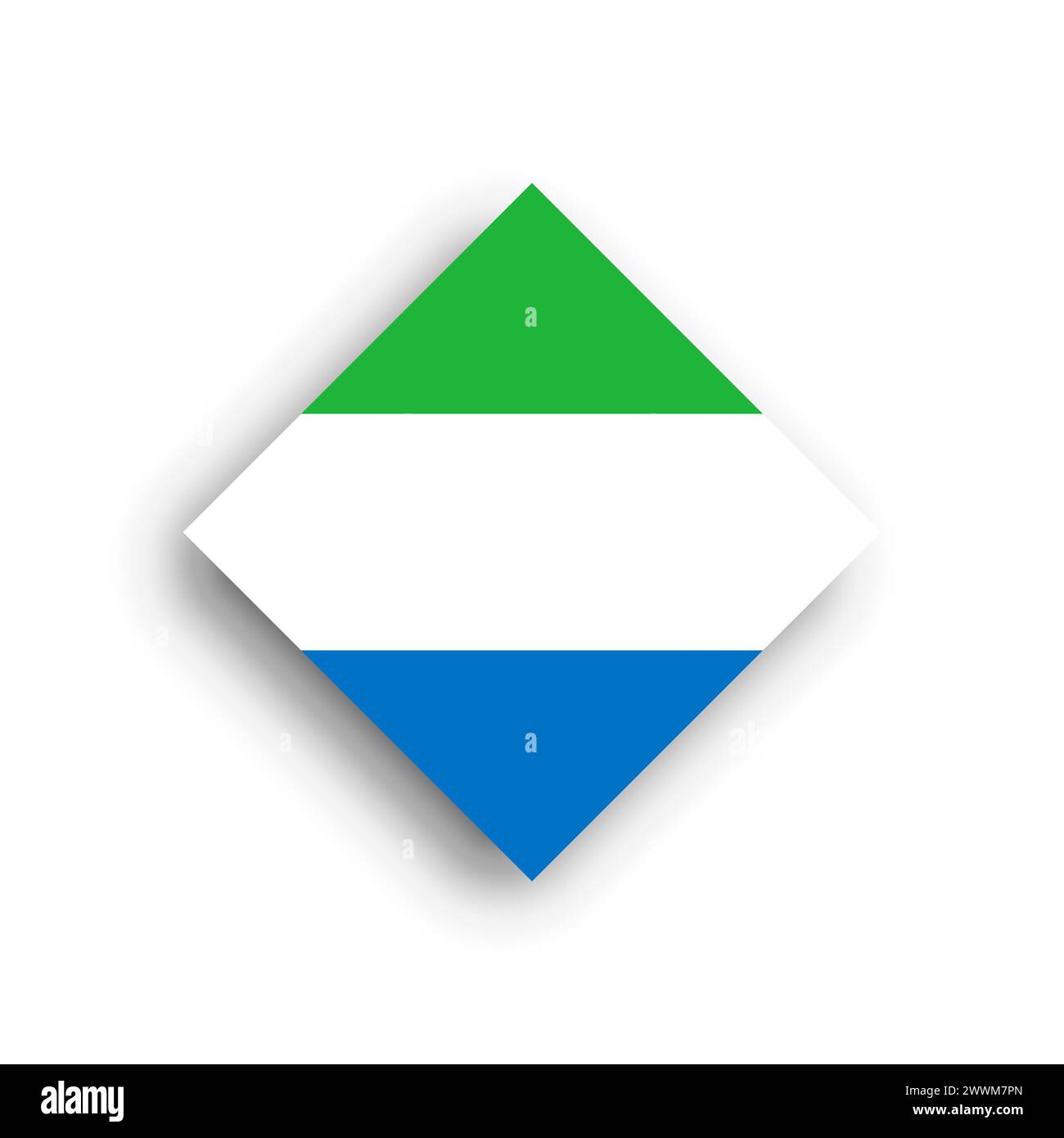 Sierra Leone flag - rhombus shape icon with dropped shadow isolated on ...
