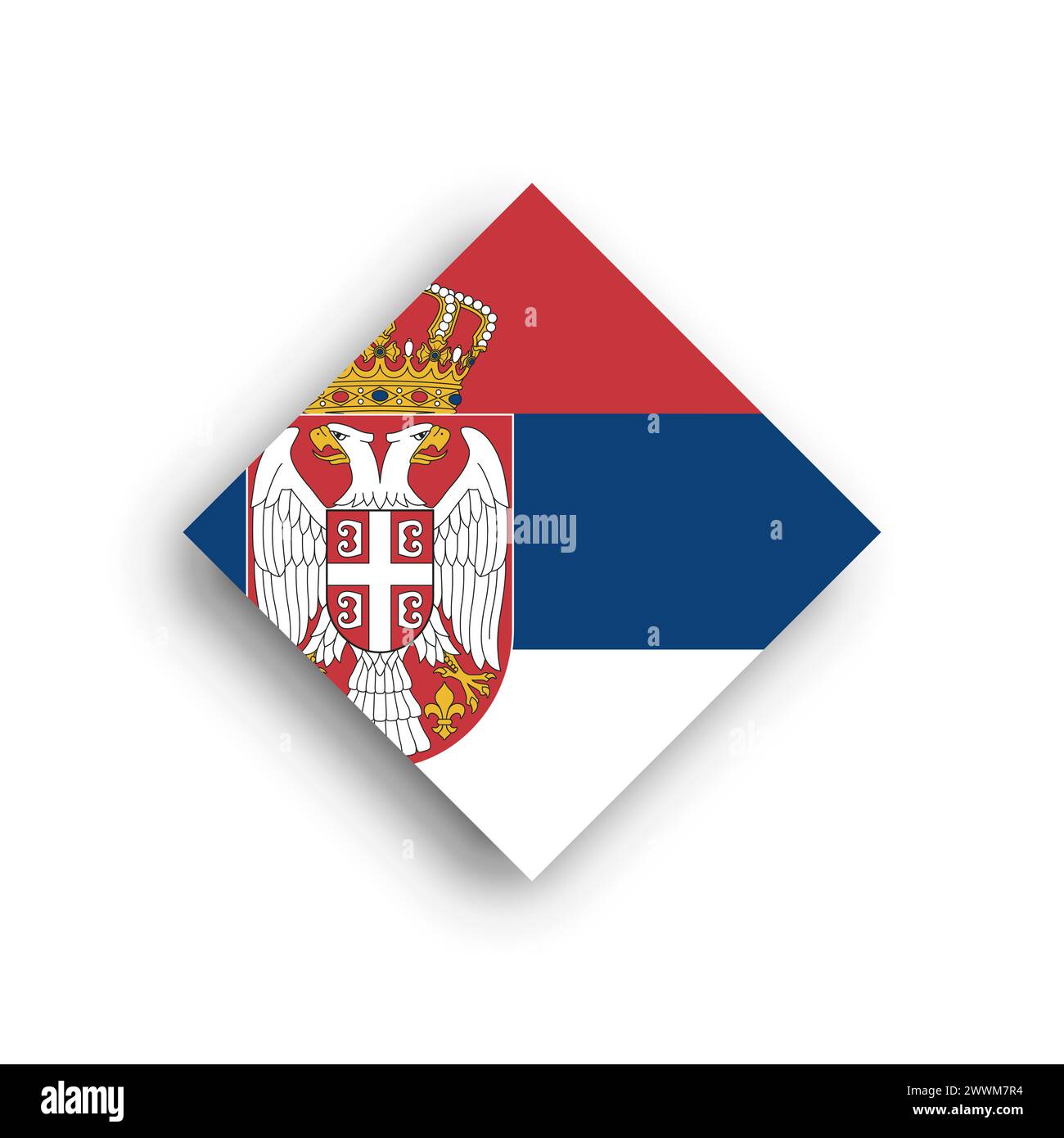 Serbia flag - rhombus shape icon with dropped shadow isolated on white ...