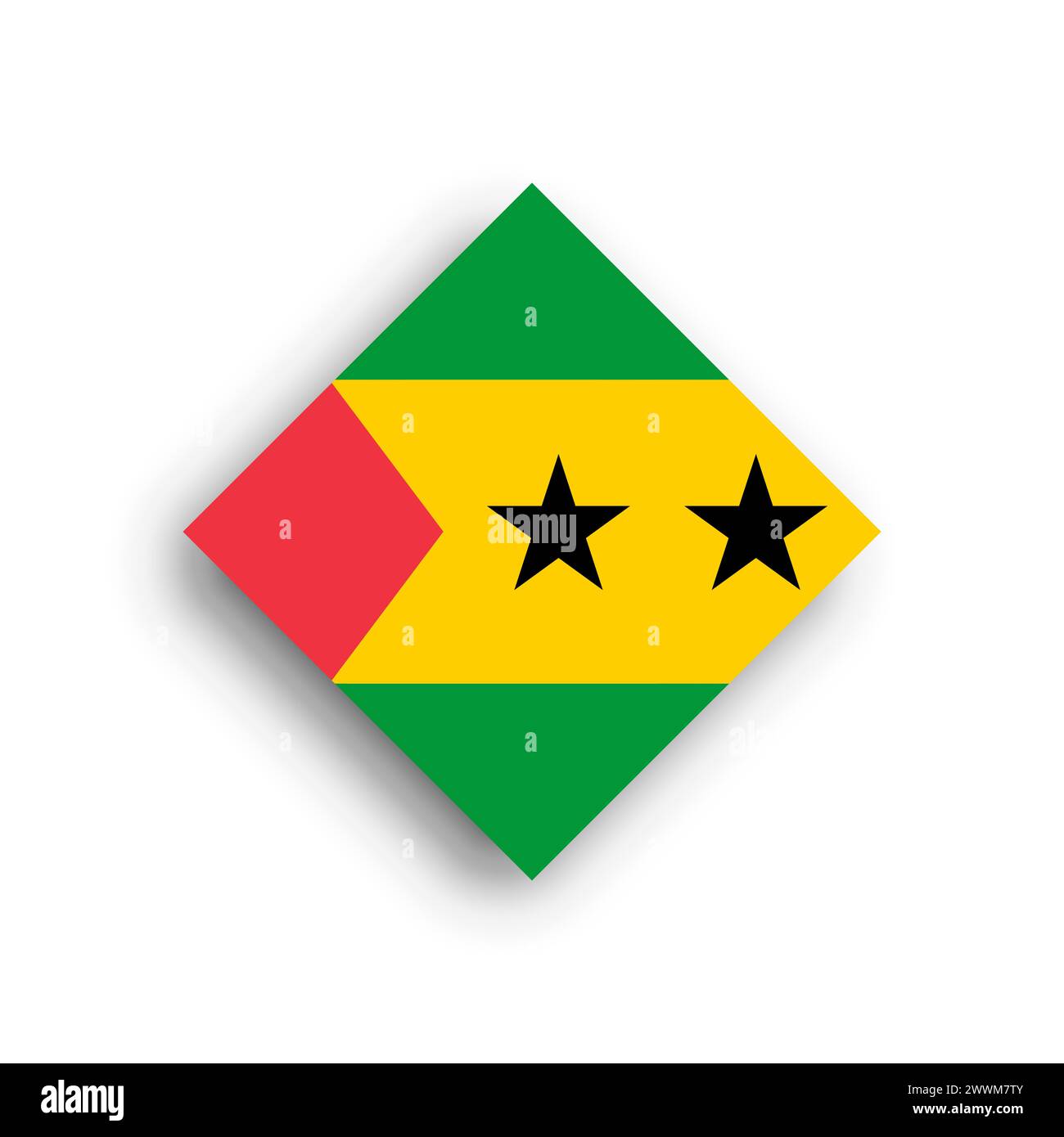 Sao Tome and Principe flag - rhombus shape icon with dropped shadow ...