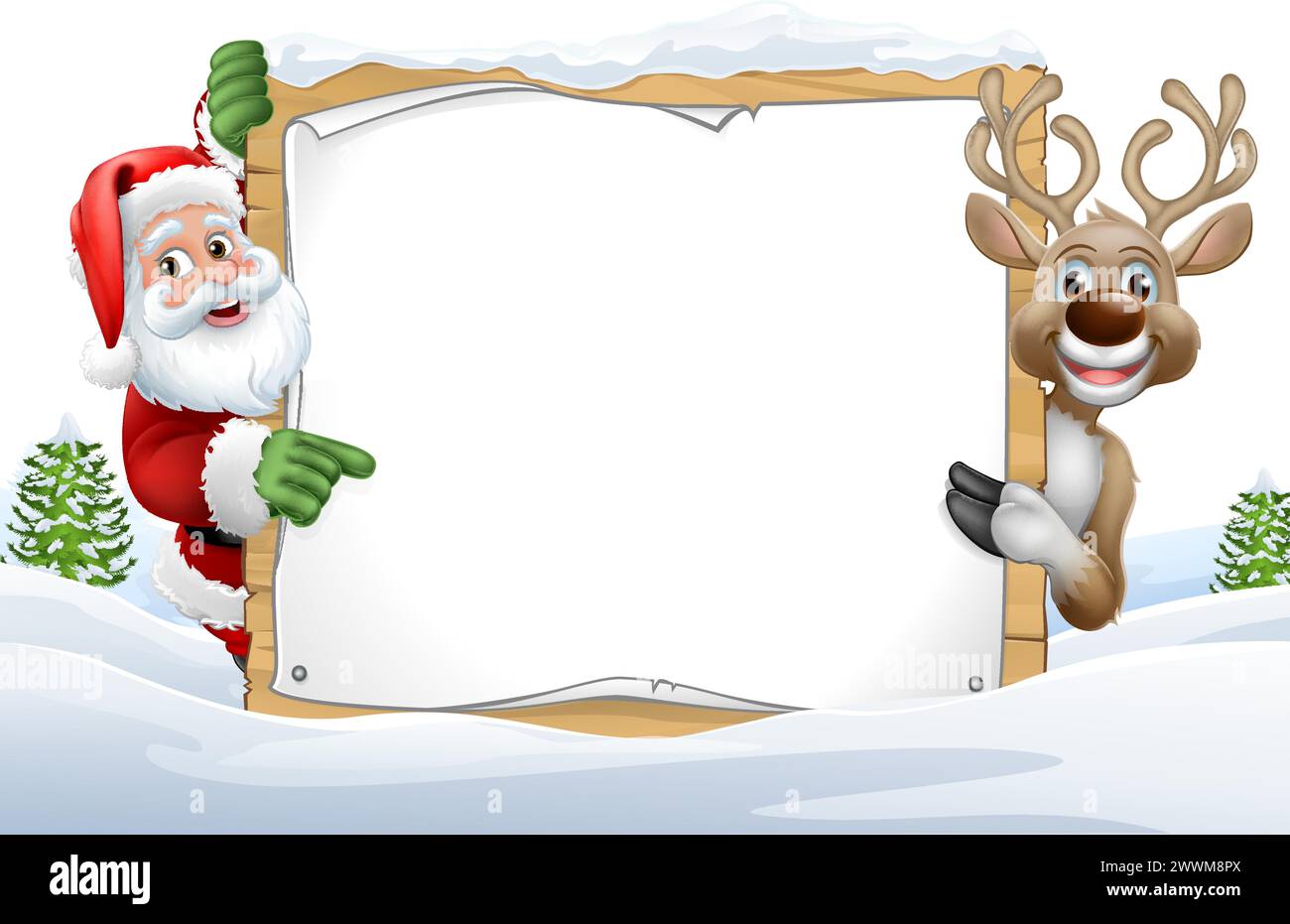 Christmas Santa Claus Reindeer Background Cartoon Stock Vector Image ...