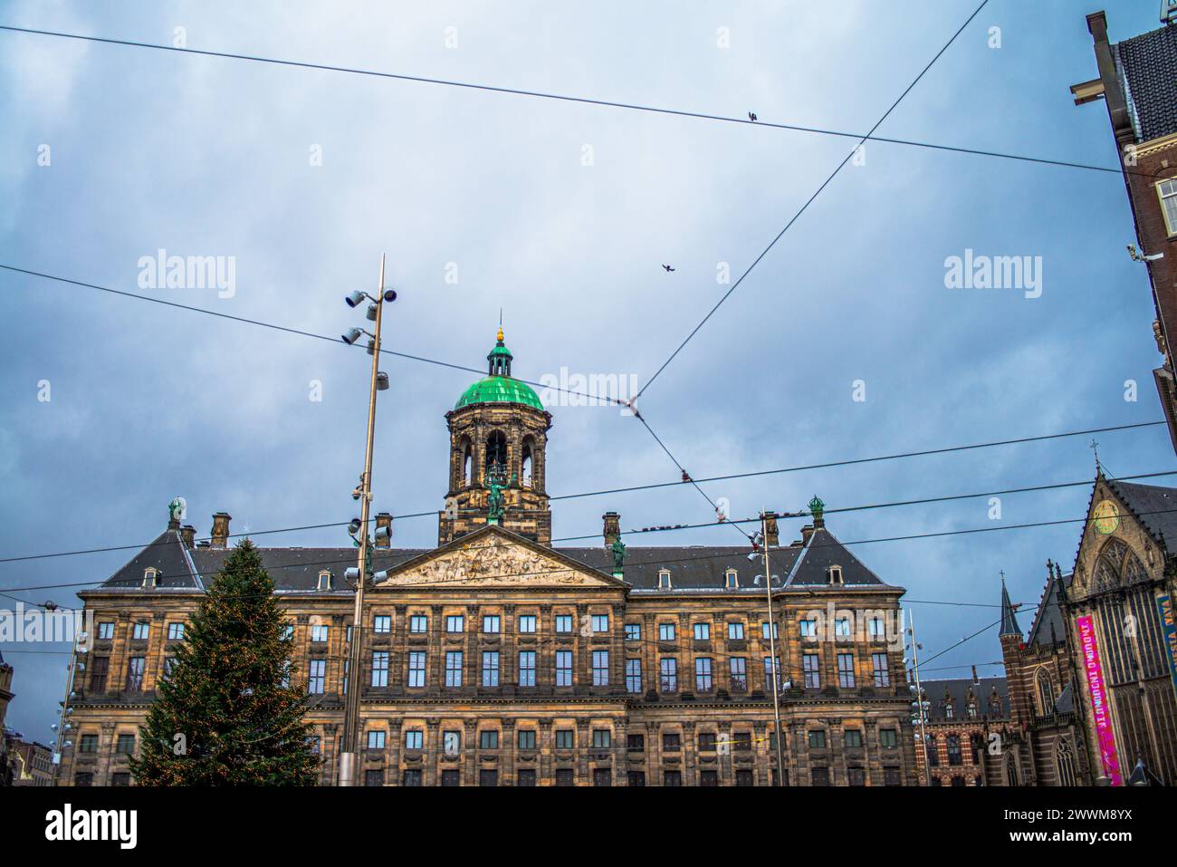 Dome Square in Amsterdam embodies historic charm and architectural beauty, with its iconic dome building and lively atmosphere. Stock Photo