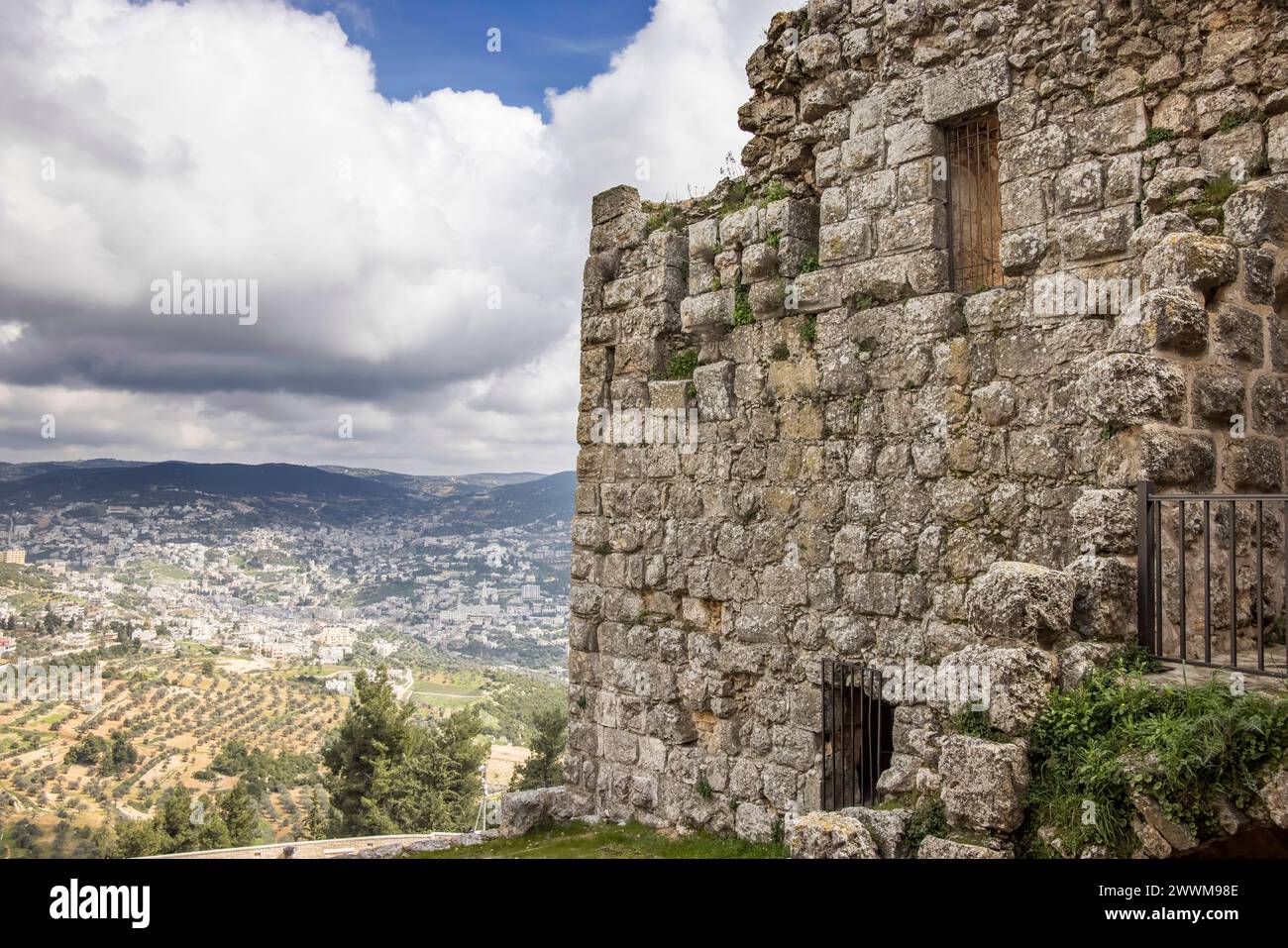 ajloun castle dating from around 1185 built on top of mount auf at 1250m in jordan Stock Photo