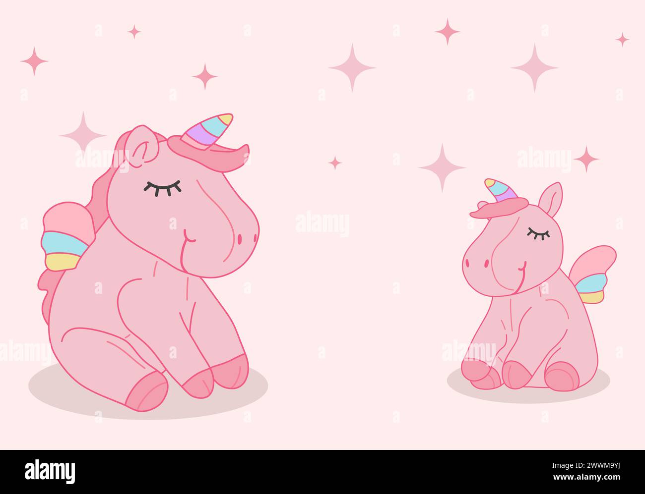 Cute little unicorns illustration. Fairytale horse character. Flat ...