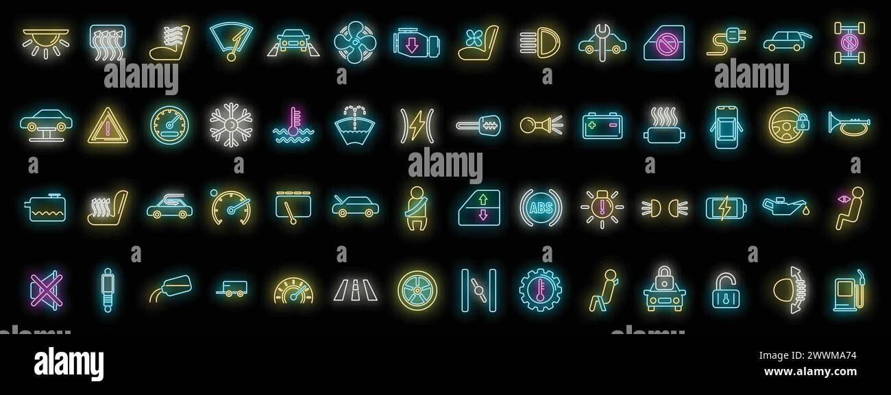 Car dashboard icons set outline vector. Car automobile. Auto transport ...