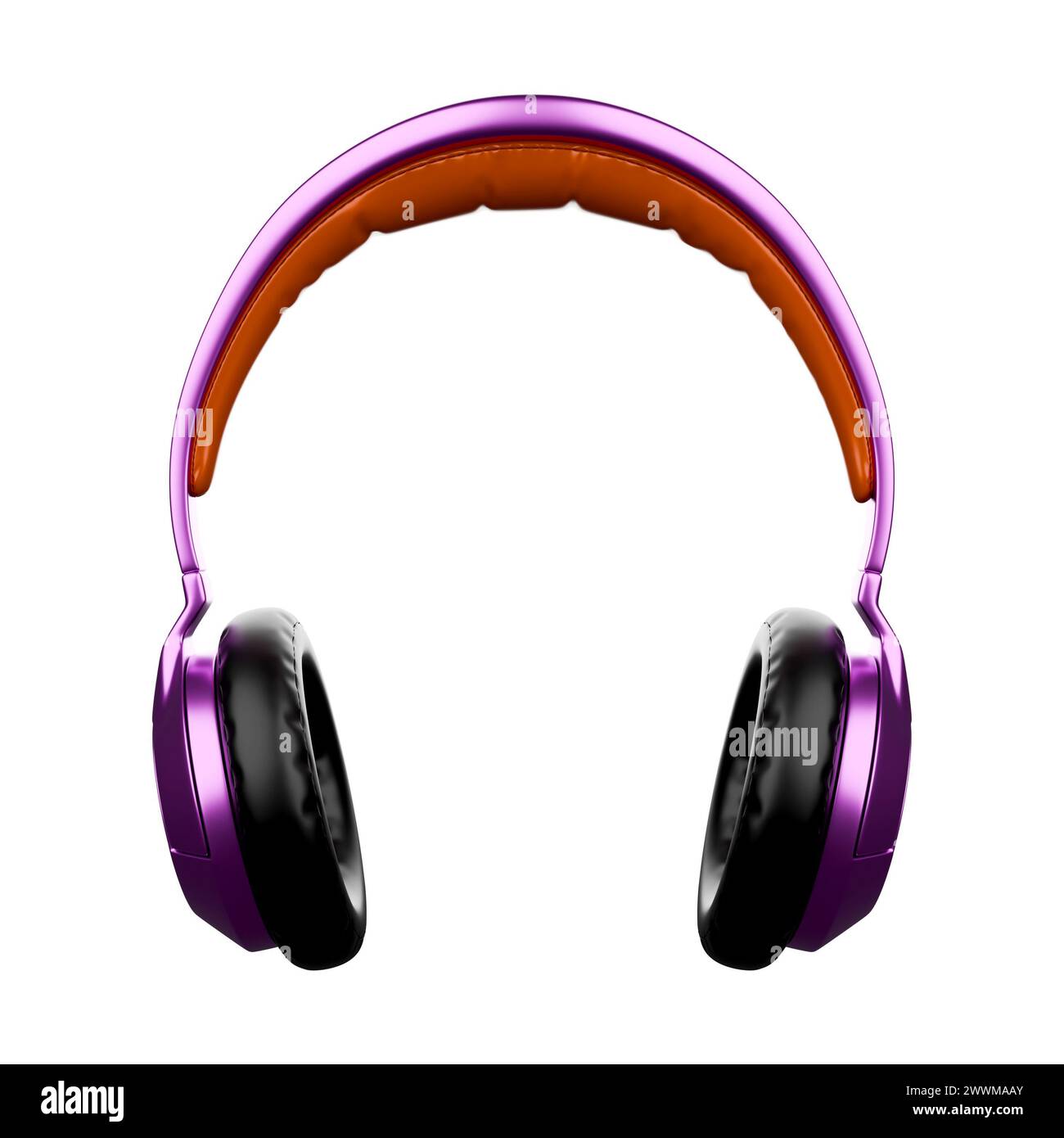 Overear headphones purple 3D rendering on white background have work path Stock Photo Alamy