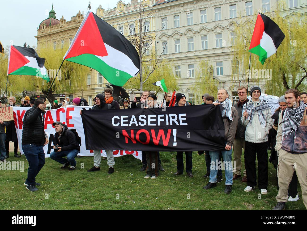 March of solidarity with Palestine in Prague, Czech Republic, March 24