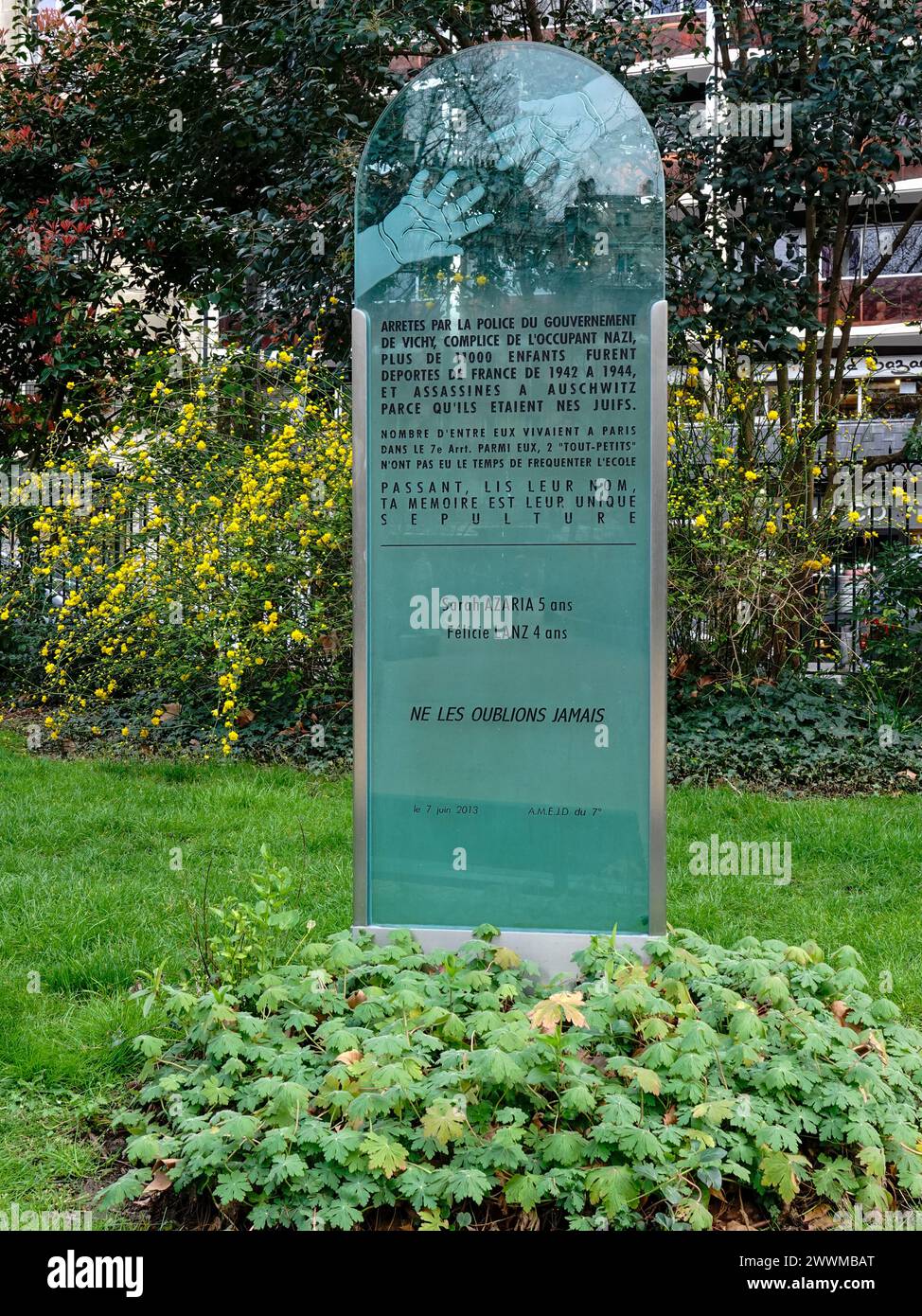 Memorial to more than 11,000 children who were deported from France from 1942-1944, and murdered in Auschwitz because they were born Jews, Paris, Fr. Stock Photo