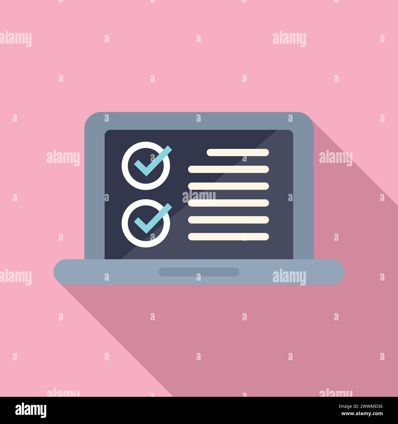 Laptop online quality products icon flat vector. Search scale price