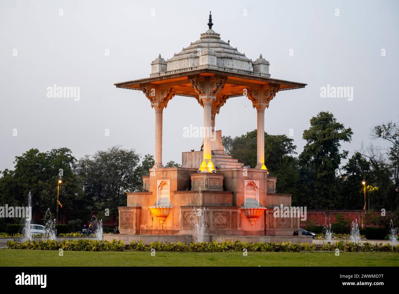 Indien, Jaipur, Statue Circle, Sawai Jai Singh Ji Statue Stock Photo