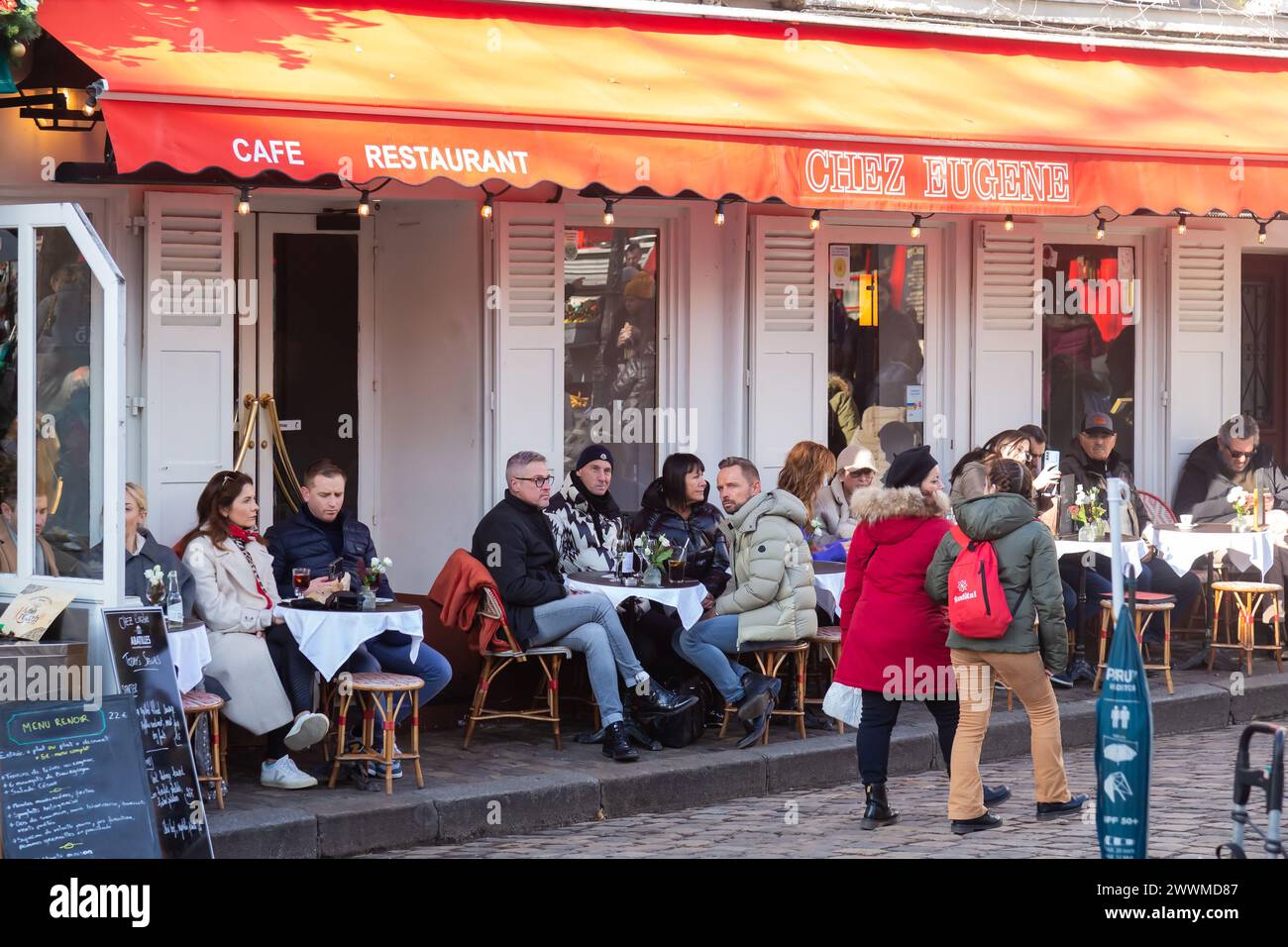 5th December 2023-Shopping and restauarnt area, Montmartre, Paris, France. Stock Photo