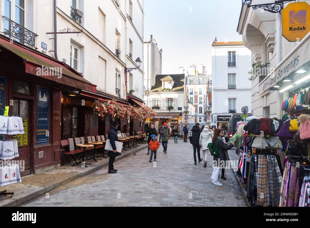 5th December 2023-Shopping and restauarnt area, Montmartre, Paris, France. Stock Photo