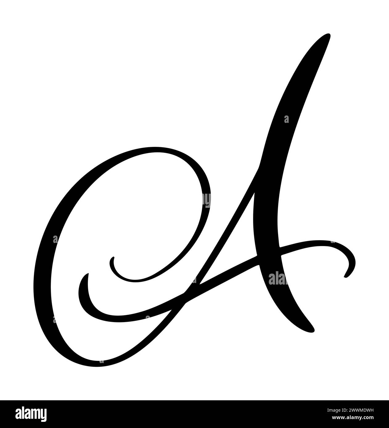 Vector calligraphy hand drawn letter A. Script font icon. Handwritten ...