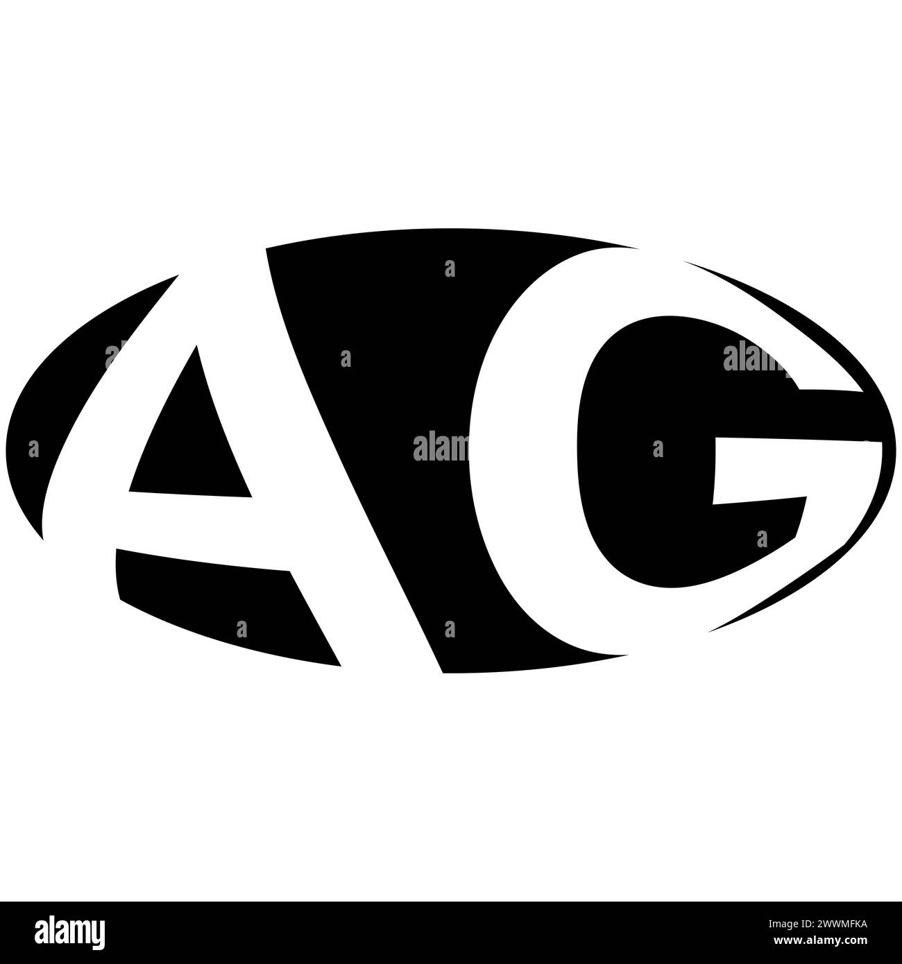 Oval logo double letter A, G two letters ag ga Stock Vector